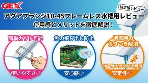 アクアフランジ10-45フレームレス水槽用レビュー！メリットとデメリットを解説