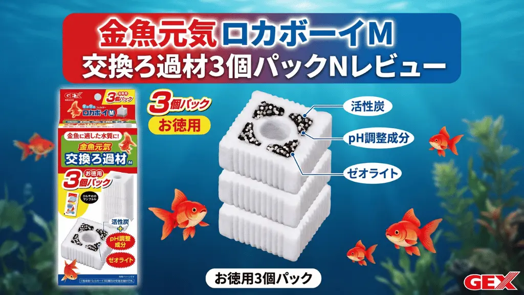 金魚元気ロカボーイM交換ろ過材3個パックNレビュー！メリットとデメリットを解説